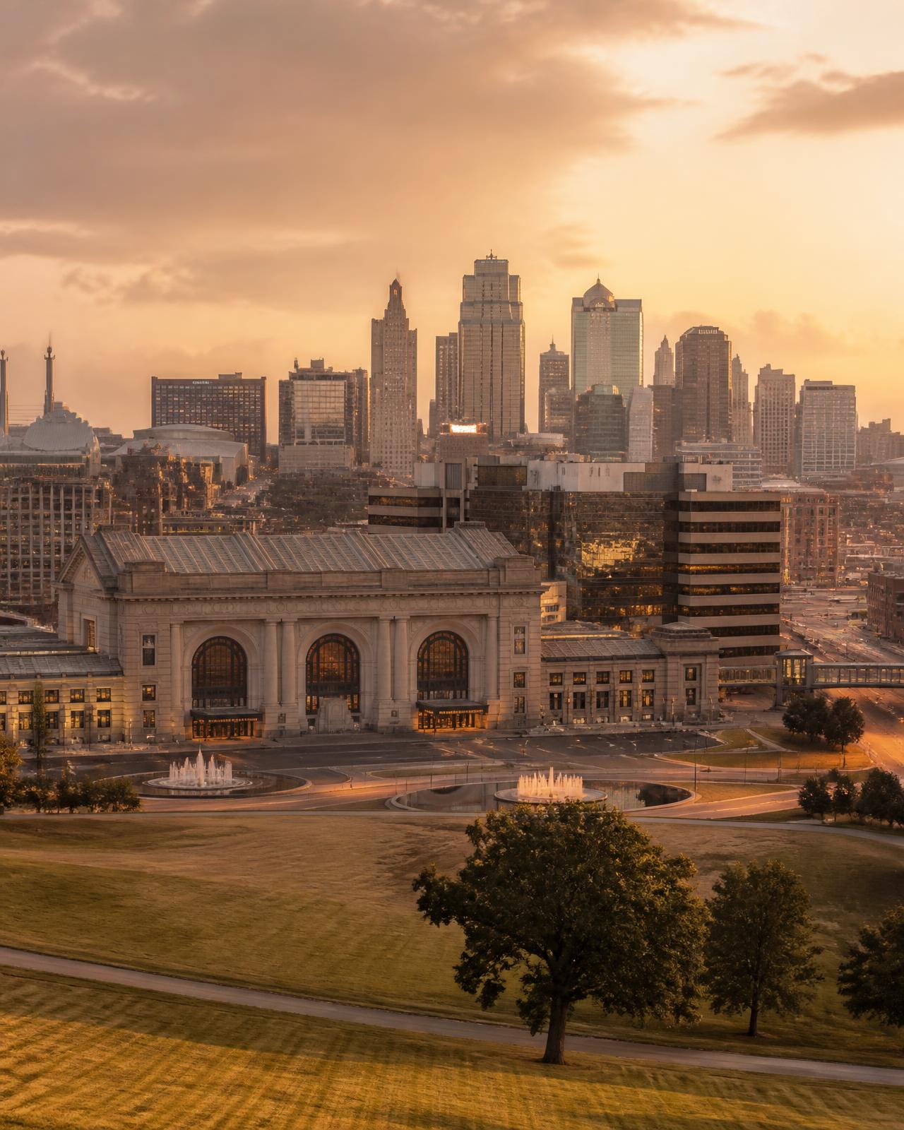 Kansas City skyline at golden hour