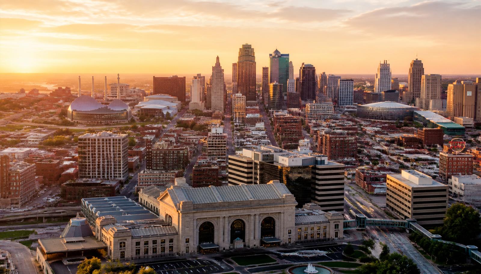Kansas City skyline at golden hour